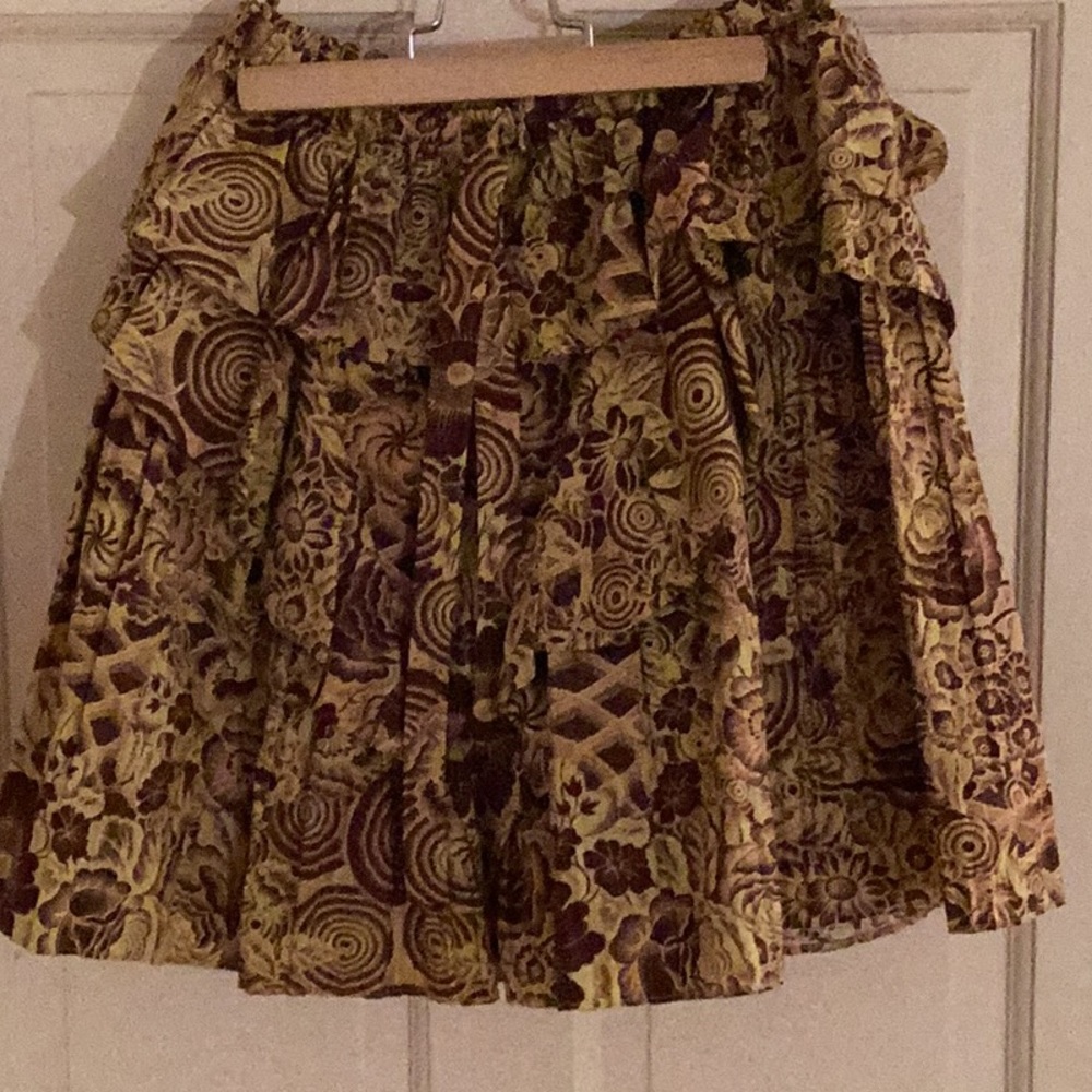 ULLA JOHNSON ruffled print 100% cotton size 0 short skirt.